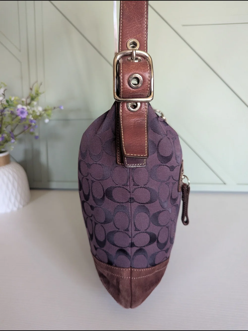 Coach Brown Signature Canvas Hobo Bag